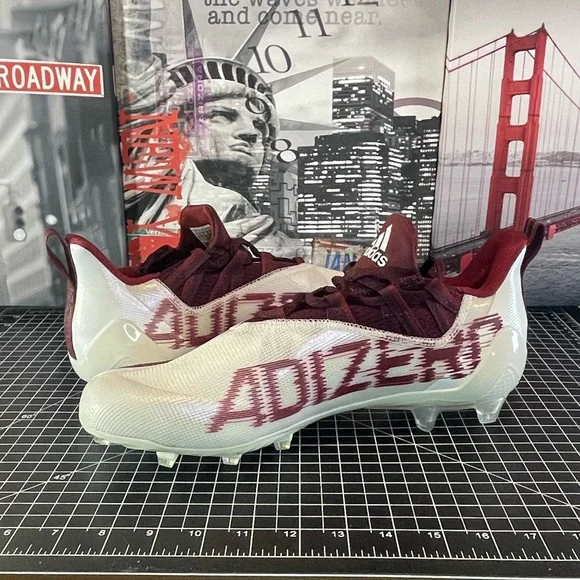 Adidas Adizero 21 Football Cleats Maroon White Men's Size 12 US FY8350 NEW - Picture 5 of 12
